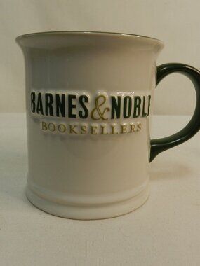 Barnes & Noble Booksellers Vintage green white textured mug cup ceramic